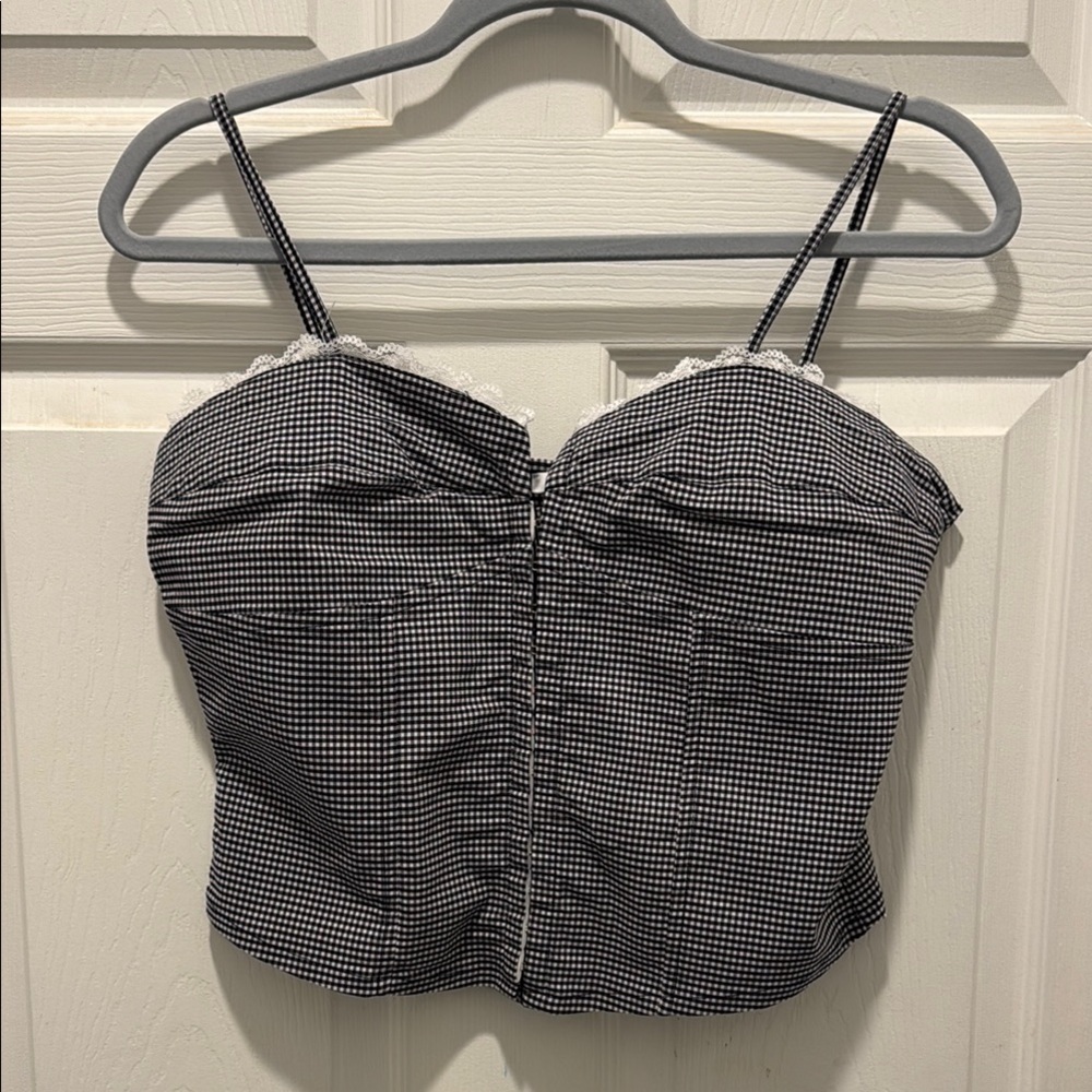 Black and White Fitted Bustier Camisole Crop Top